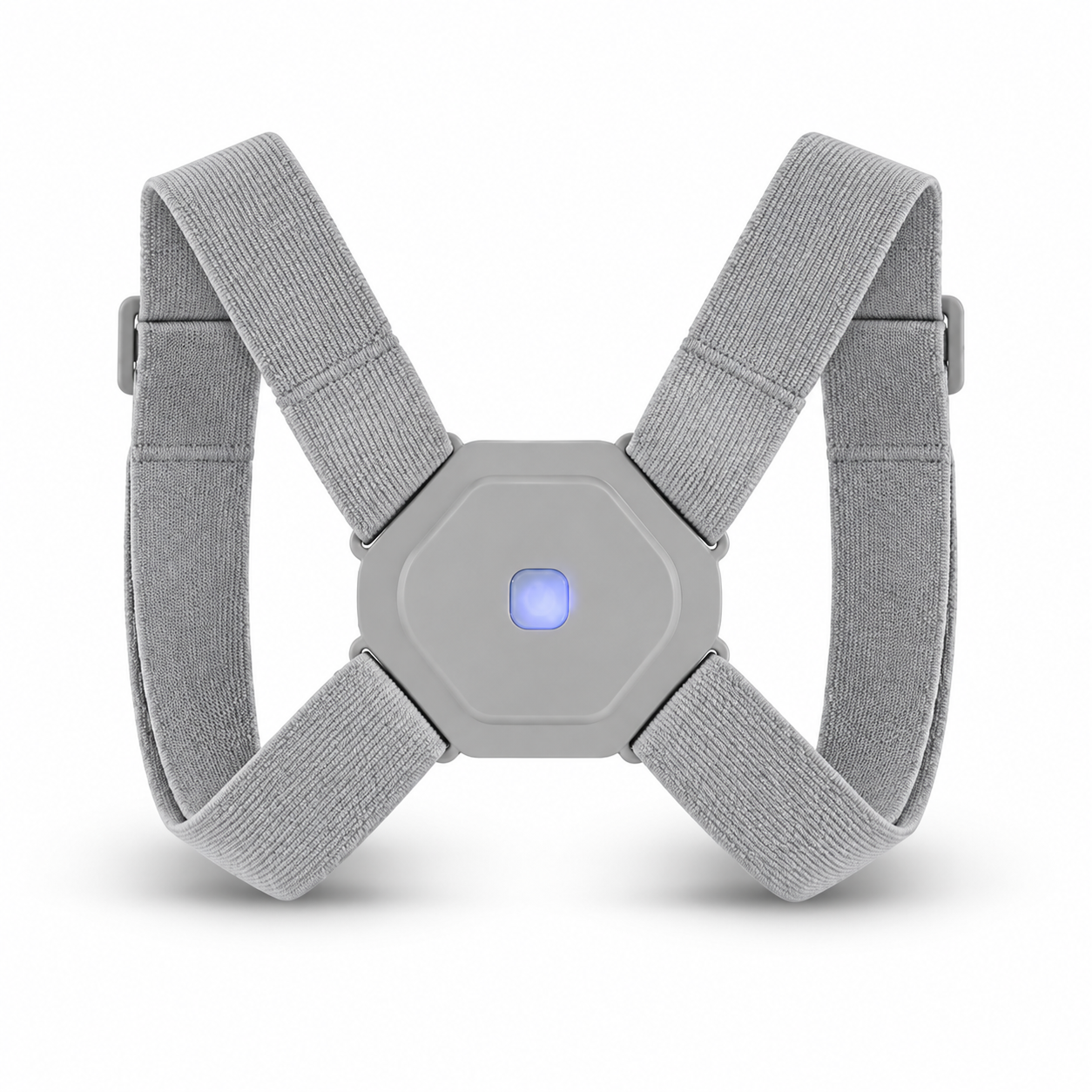 Straivo grey figure-8 posture corrector with illuminated smart sensor